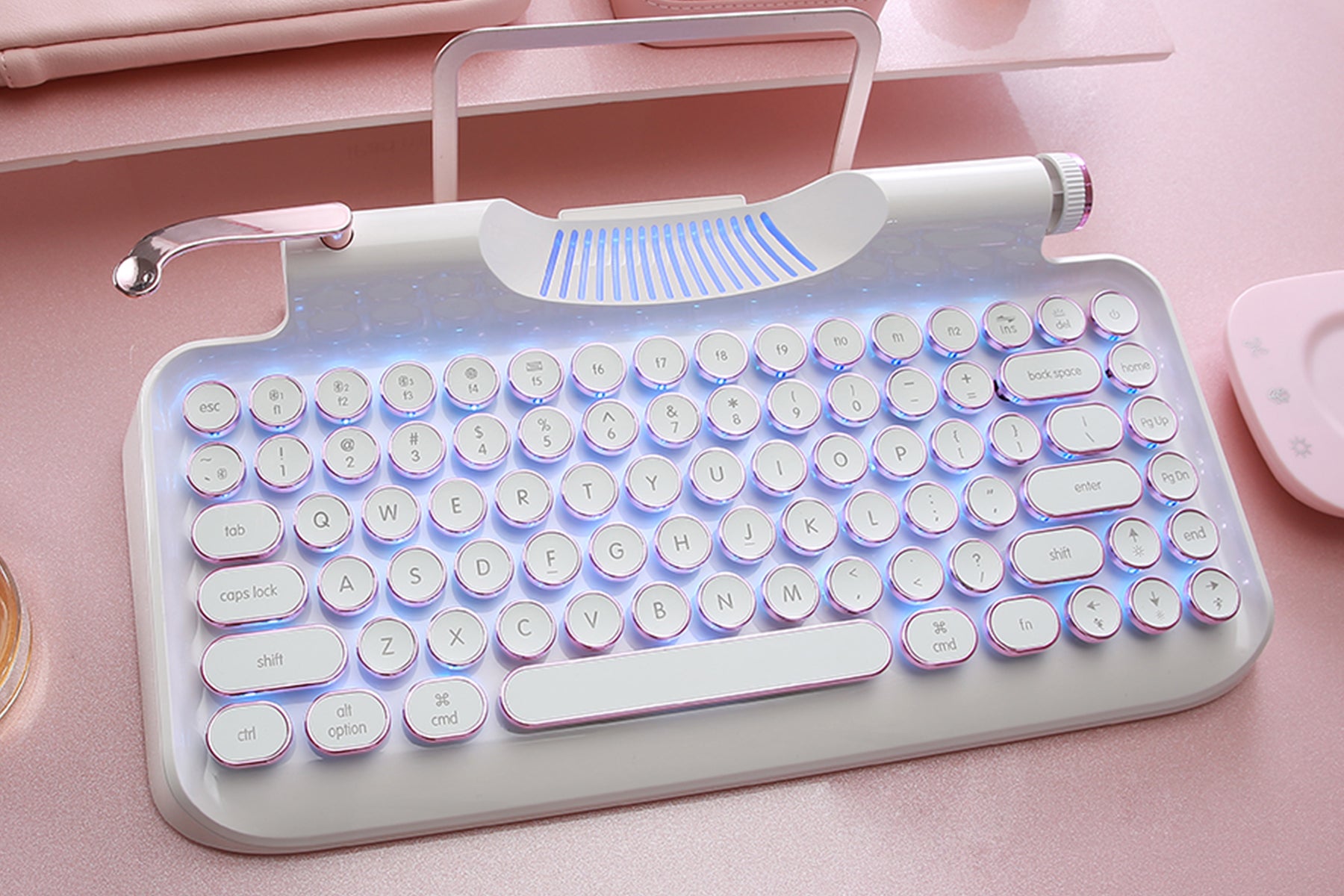 KnewKey Rymek Retro Bluetooth Mechanical Keyboard Pink