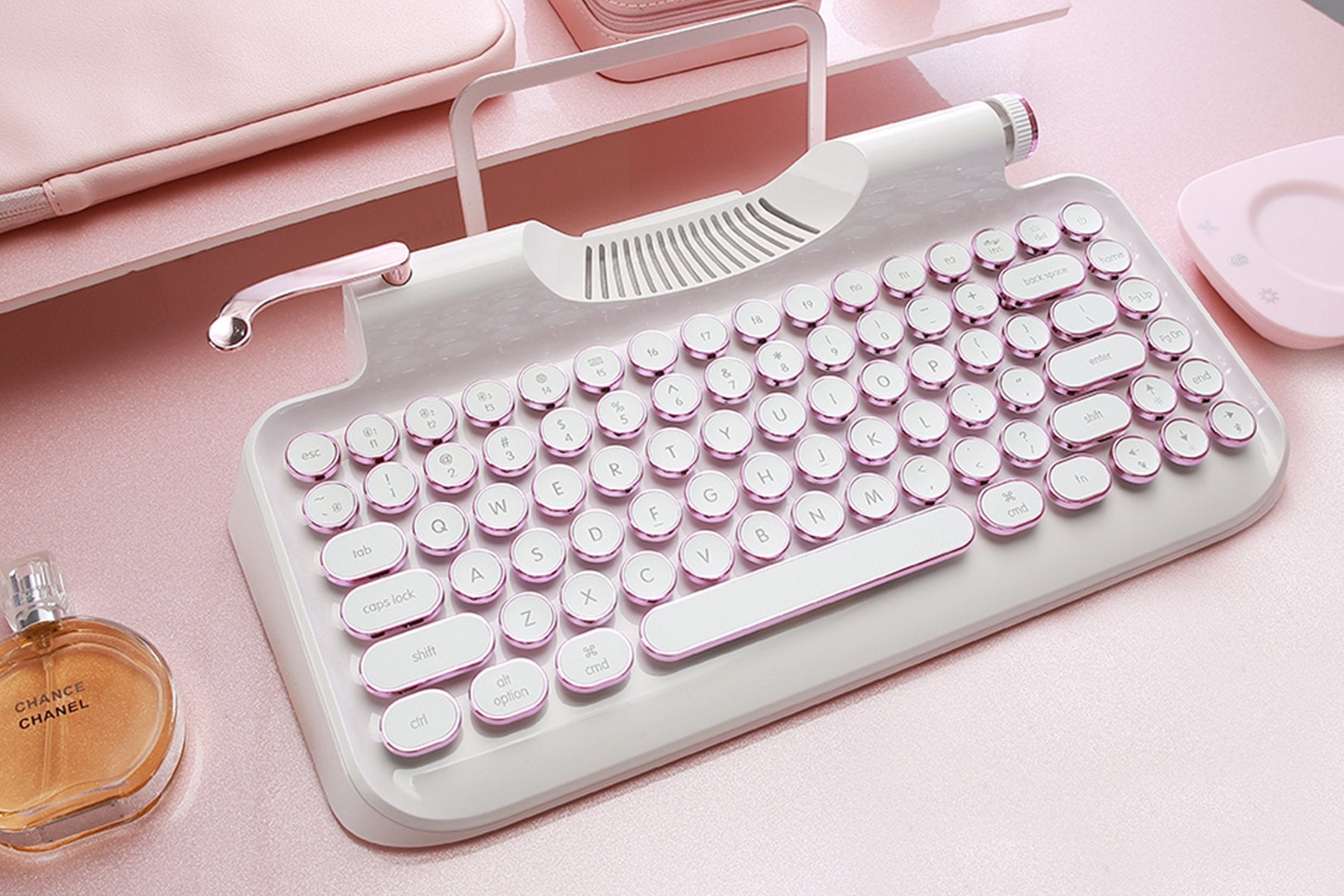 KnewKey Rymek Retro Bluetooth Mechanical Keyboard Pink